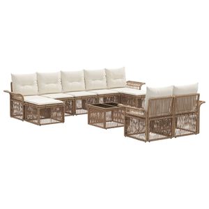 vidaXL Tuinbankenset 10 pcs Beige poly rattan