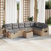 vidaXL 9-delige Loungeset met kussens poly rattan beige