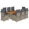vidaXL 9-delige Tuinset met kussens poly rattan grijs