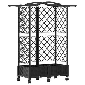 vidaXL Verhoogd Bed met Trellis en Dak Zwart 124 x 40 x 129 cm PP