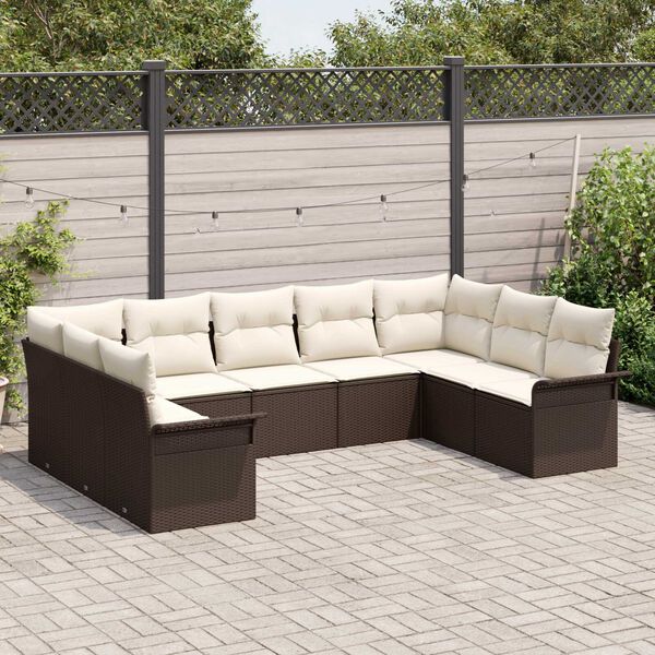 vidaXL Tuin Sofa Set met opslag 9 pcs Bruin poly rattan
