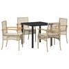 vidaXL Tuin eettafelset 5 st Beige en zwart Rattan
