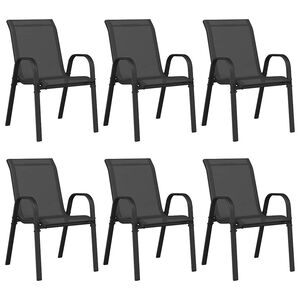 vidaXL Tuinstoelen stapelbaar 6 st textileen stof zwart