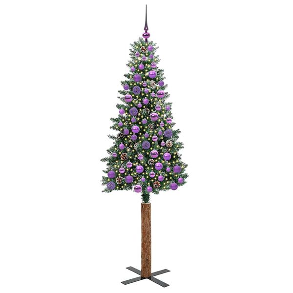 vidaXL Slanke Kerstboom Groen 180 cm PVC en massief dennenhout
