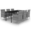 vidaXL 7-delige Tuinset met kussens poly rattan en glas