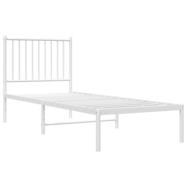 vidaXL Bedframe met hoofdbord zonder matras metaal wit 75x190 cm