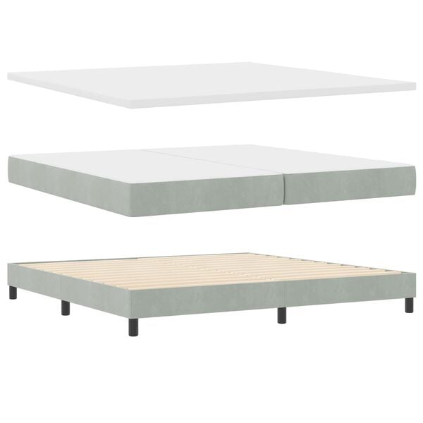 vidaXL Boxspringbed met matras Lichtgrijs 200 x 200 cm Fluweel