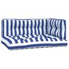 vidaXL Palletkussens 3 st gestreept stof&nbsp; wit en blauw