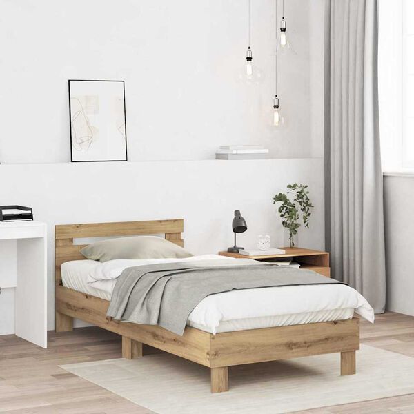 vidaXL Bedframe Artisan Eiken 203 x 95 x 70 cm Bewerkt hout