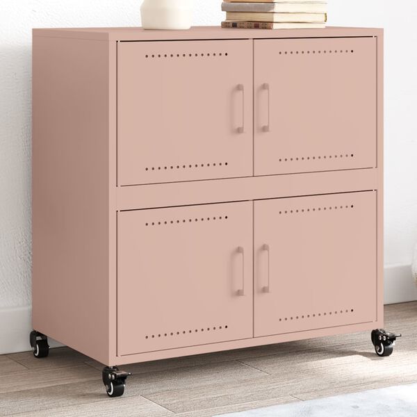 vidaXL Dressoir 68x39x72 cm staal roze