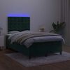 vidaXL Boxspring met matras en LED fluweel donkergroen 120x190 cm