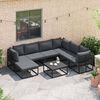 vidaXL Tuin Sofa Set met kussen Zwart Aluminium