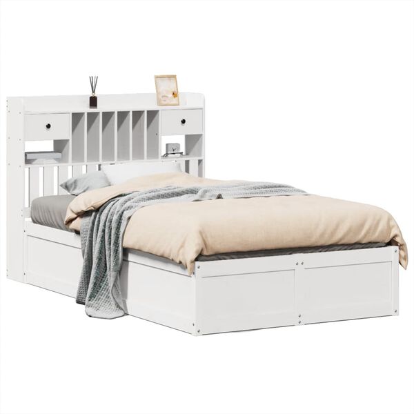 vidaXL Bedframe zonder matras massief grenenhout wit 135x190 cm