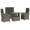 vidaXL 4-delige Tuinset met kussens poly rattan grijs