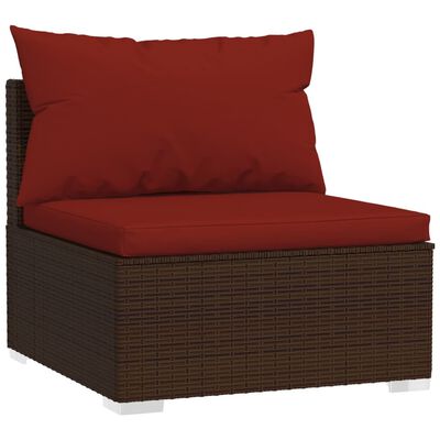 vidaXL 9-delige Loungeset met kussens poly rattan bruin