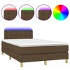 vidaXL Boxspring met matras en LED stof donkerbruin 120x190 cm