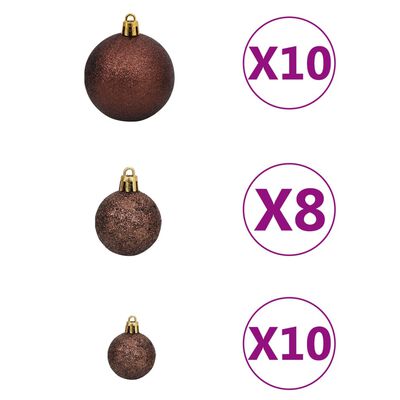 vidaXL Kunstkerstboom met verlichting en kerstballen 210 cm PET goud