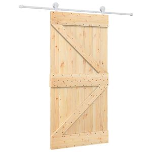 vidaXL Schuifdeur 100 x 210 cm Massief grenenhout Natuurlijk en Wit