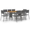 vidaXL 9-delige Tuinset poly rattan grijs