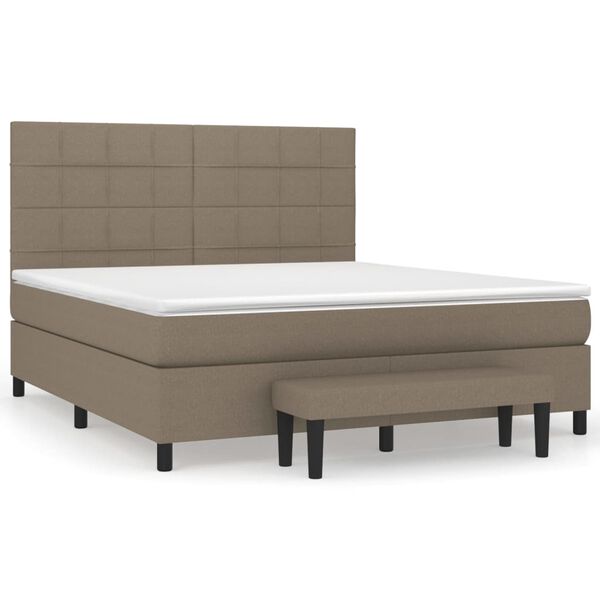vidaXL Boxspring met matras stof taupe 180x200 cm