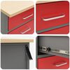 vidaXL Werk kast met lade met wiel 3 pcs Rood en Grijs 75 x 45 x 85 cm
