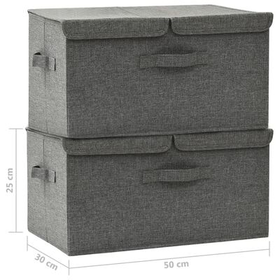 vidaXL Opbergboxen 2 st 50x30x25 cm stof antracietkleurig