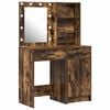 vidaXL Make-up tafel set met LED 2 st Gerookt eiken Bewerkt hout