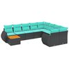 vidaXL 10-delige tuinbankset met kussens van zwart polyrotan