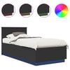 vidaXL Bedframe met LED-striplichten Zwart 100 x 200 cm Bewerkt hout
