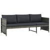 vidaXL 3-delige Loungeset met kussens poly rattan grijs
