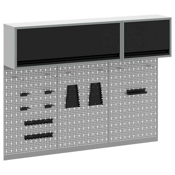 vidaXL Gereedschapskast en Pegboard Set 5 pcs Zwart 150 x 25 x 115 cm