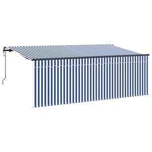vidaXL Uitschuifbare luifel Blauw en Wit 350 x 200 cm
