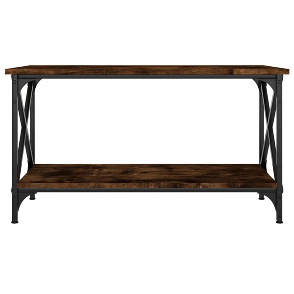 vidaXL Salontafel 80x45x45 cm bewerkt hout en ijzer gerookt eikenkleur