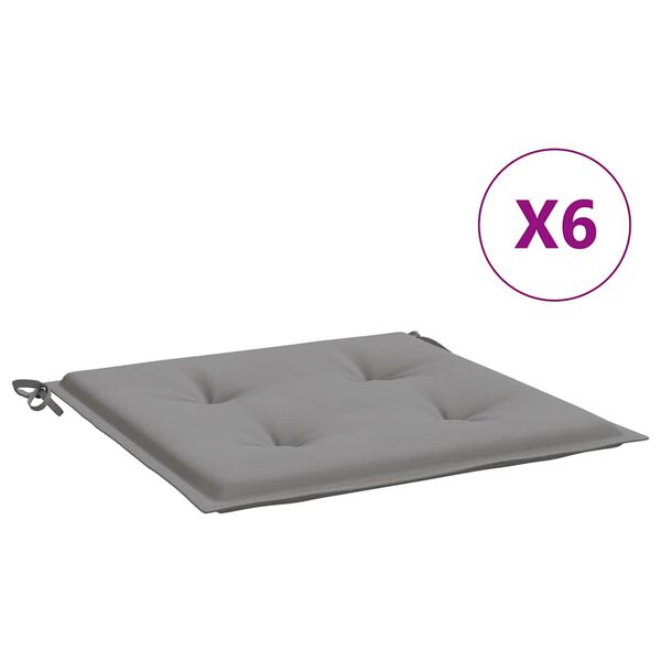 vidaXL Tuinstoelkussens 6 st 40x40x4 cm oxford stof grijs