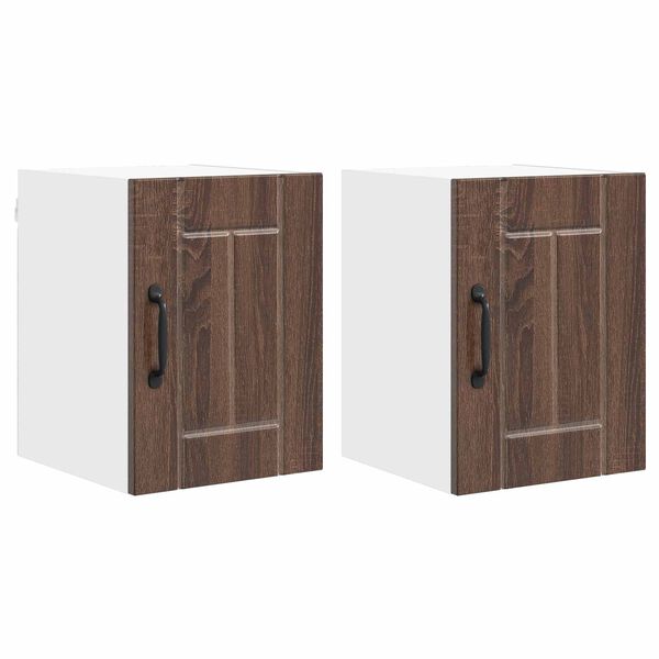 vidaXL Keukenkast 2 pcs Bruin Eiken 30 x 31 x 40 cm Bewerkt hout