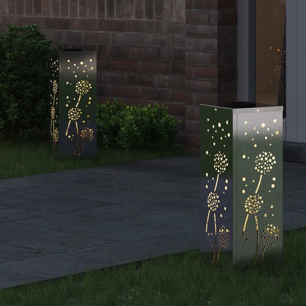 vidaXL Solar LED Pad Licht 2 pcs Roestvrij staal Roestvrij staal