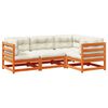vidaXL 4-delige Loungeset met kussens massief grenenhout wasbruin