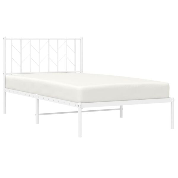 vidaXL Bedframe met hoofdbord metaal wit 100x200 cm