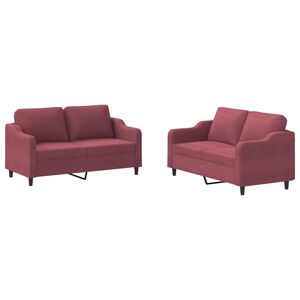 vidaXL 2-delige Loungeset met kussens stof wijnrood