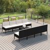vidaXL 9-delige Loungeset met kussens poly rattan zwart