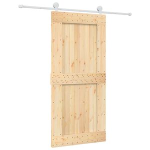 vidaXL Schuifdeur Natuurlijk en Wit 95 x 210 cm Massief Grenenhout
