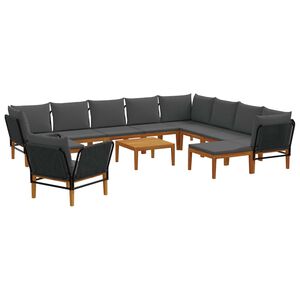 vidaXL 12 st Massief acaciahout & touw Naturel
