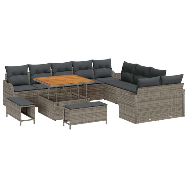 vidaXL Tuin Sofa Set 13 pcs Grijs poly rattan