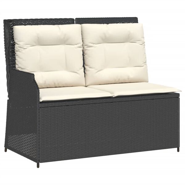 vidaXL 5-delige Loungeset met kussens poly rattan zwart