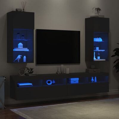 vidaXL Tv-meubels met LED-verlichting 2 st 40,5x30x90 cm zwart