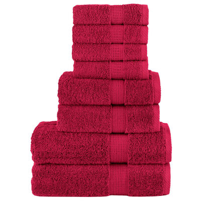vidaXL 8-delige Handdoekenset 600 g/m² 100% katoen rood