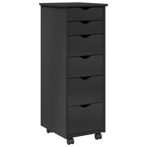 vidaXL Rolling Kast met wiel Grijs 34 x 39 x 93,5 cm Massief Vurenhout