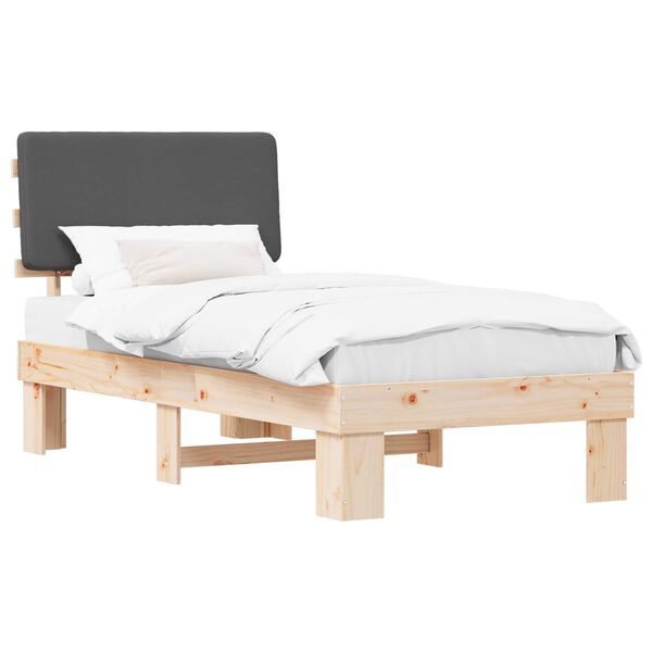 vidaXL Bedframe met Gevoerd Hoofdgedeelte Donkergrijs 80 x 200 cm