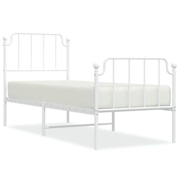 vidaXL Bedframe met hoofd- en voeteneinde&nbsp;metaal wit 80x200 cm