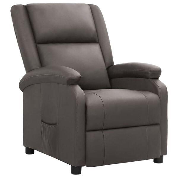 vidaXL Fauteuil echt leer grijs